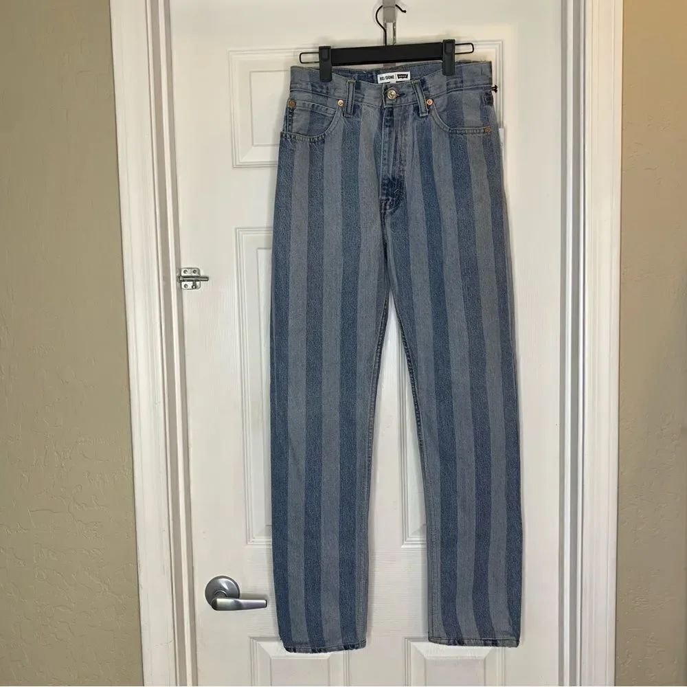 RE/DONE|Levi’s 70’s Straight Jeans with Indigo Stripes Size 25 - Picture 5 of 14